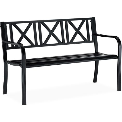 Panca da giardino a 2 posti vintage elegante terrazzo 120 x 60 x 80 cm in metallo nero 130004979