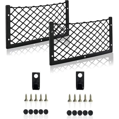 Lot de 2 filets de rangement élastiques avec crochets en plastique pour voiture, caravane, camping-car, bateau[80] (1/4)