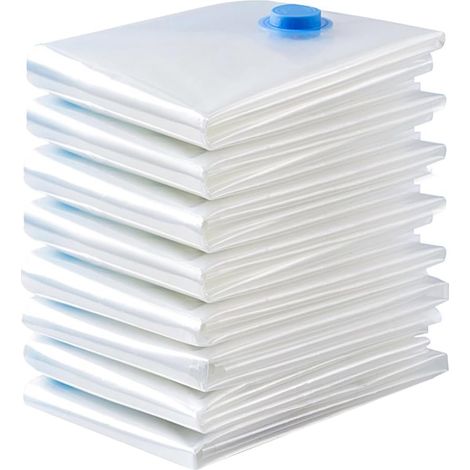 Lot de 8 sacs de rangement sous vide – Sacs hermétiques pour vêtements, couvertures, couettes, oreillers et bagages de voyage, 35 x 50 cm, transparents (1/5)