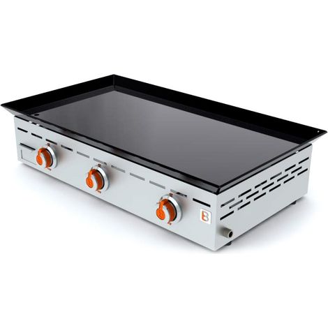 Favex – Plancha à gaz 3 brûleurs 5,4 kW – Surface de cuisson 79 x 45 cm – Structure inox résistante aux intempéries (1/2)