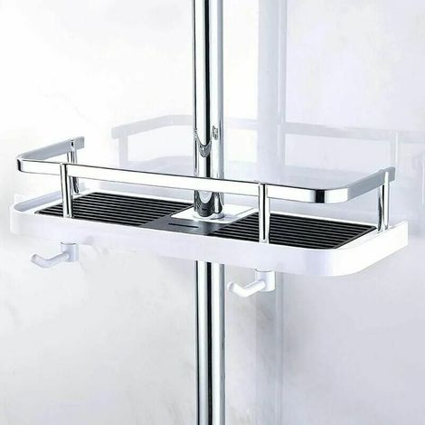Étagère De Douche Murale - Réglable En Hauteur - Montage Sur Tuyau 24-25 Mm - Panier Métallique Antirouille - Pour Salle De Bain Et Cuisine - 1 Pièce (1/4)