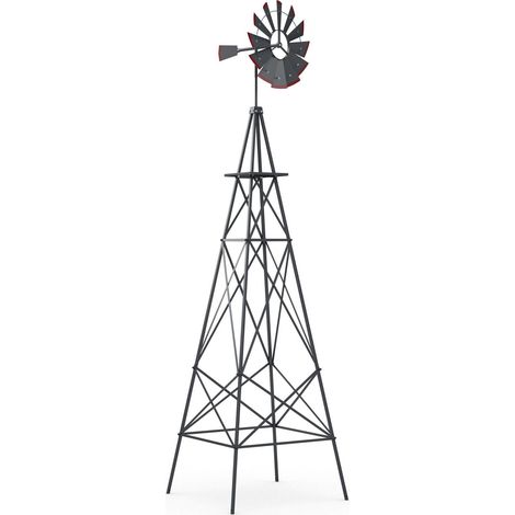 253 cm Ornamental Windmill All-Weather Metal Wind Mill Weathervane
