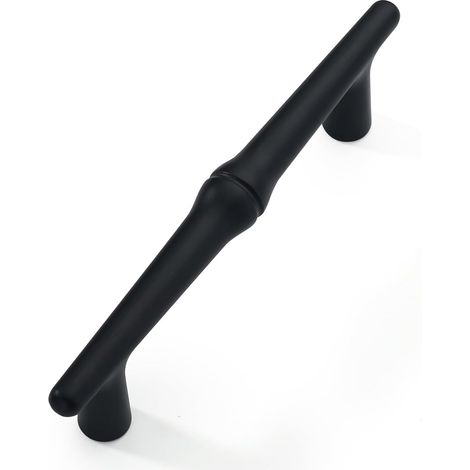 Juego de 5 tiradores para armarios de cocina, 96 mm, sin orificios, para cajones de cocina y muebles, para oficinas, cajones, armarios y alacenas - Negro mate