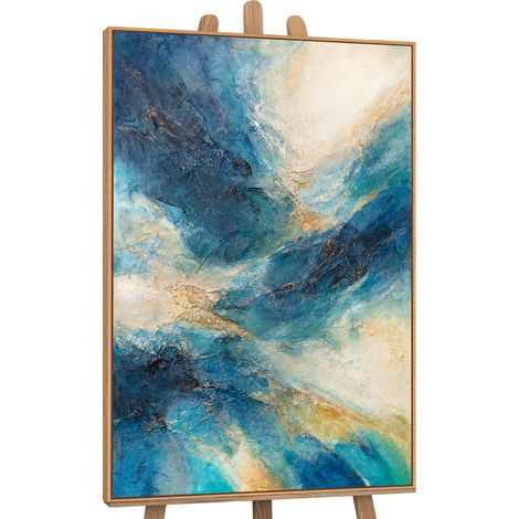 Gemälde Glanz der Wellen Rahmen Eichefarben 120x80 cm (1/5)