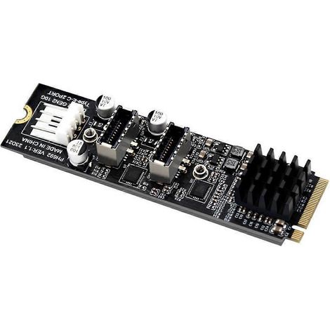 Adaptateur NGFF M.2 NVMe PCIe vers 2 Ports USB 3.0 Type-E et Type-C pour Transfert de Données (1/4)