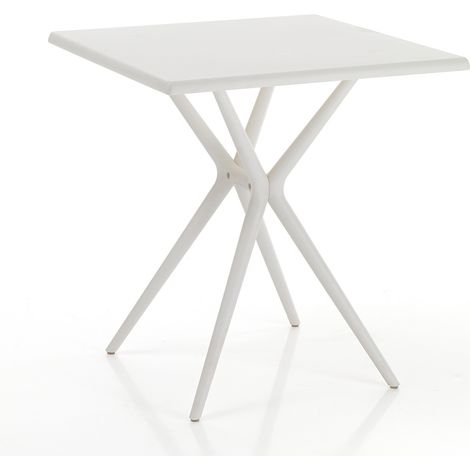 Mesa de jardín de polipropileno ligero y anti-UV 70x70cm Minot - Blanco (1/3)