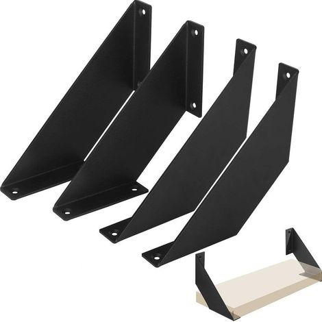 Equerre Etagere Murale,4 Pièces Noir Support D’étagère,Taquet Lourd Etagere,Equerre Étagère,Support Etagere Murale,Etagere Angle Murale,pour Chambre,Cuisine Bureau Bibliothèque (1/5)