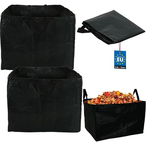 KOTARBAU® Sac Dechets Verts 120 L - Sac Jardin en Tissu PP Lot de 2 Sac Jardin Dechets Verts - Sac Végétaux Pliable - Poignées de Transport - Autoportant - Vert Foncé (1/5)