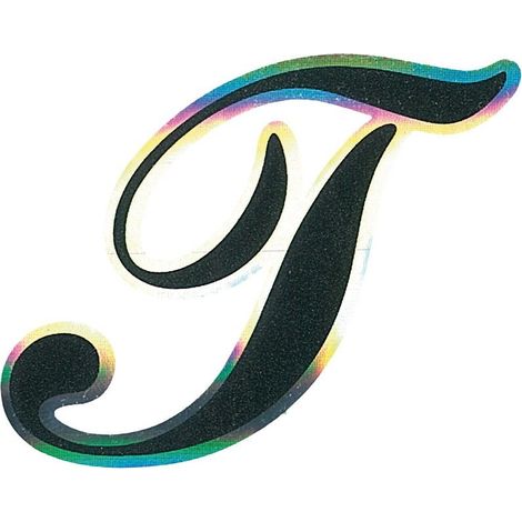 Adesivo Monogramma Lettera T, Nero Metallescente (1/2)