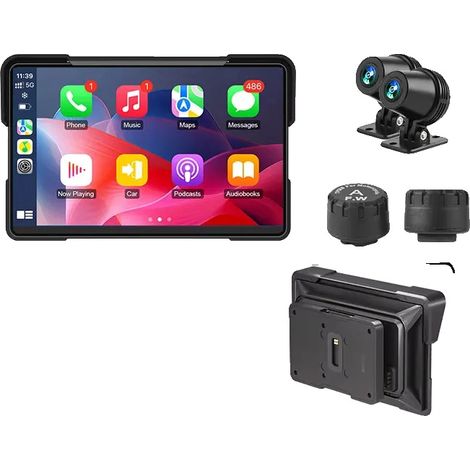 Carplay, Motorrad Radio, GPS Navigation, Bluetooth Verbindung, 7" Carplay-TPMS, Keine-a (1/2)