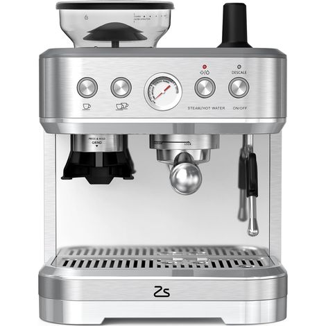Machine Expresso avec Broyeur Intégré 15 Bars PID Thermoblock Réservoir 2,3L Porte-filtre 58mm Buse Vapeur Lait Inox Pro (1/5)