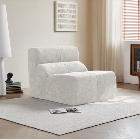 Fauteuil salon 94x110 cm velours blanc HAVRYA (1/5)