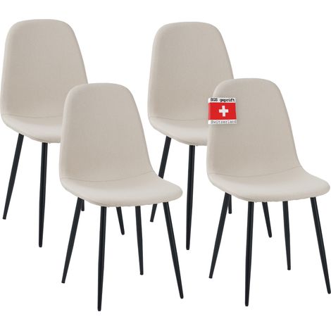 Albatros Esszimmerstuhl BARI mit Stoff Bezug, 4er Set Beige, stilvolles Vintage Design, belastbar mit 110Kg, Polsterstuhl - Moderner Küchenstuhl (1/5)