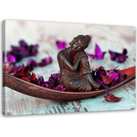 Tableau sur toile Bouddha Vintage Violet 60x40 (1/5)