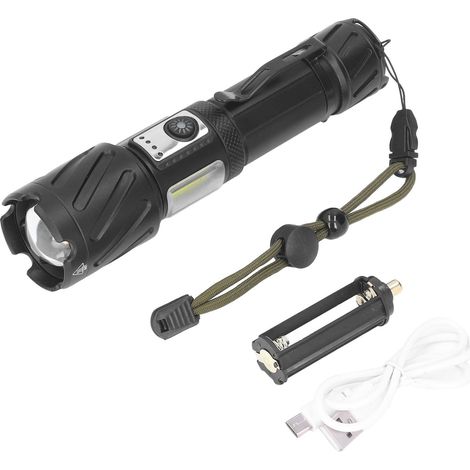 Lampe torche rouge et blanche lumineuse USB rechargeable étanche 6 modes pour maison extérieur voyage camping (1/5)