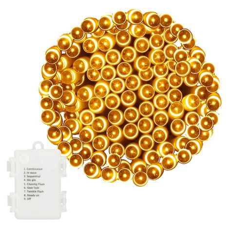 Lichterkette mit Timer 120 warmweiße Dioden 9 m lang 8 Modi Batterie