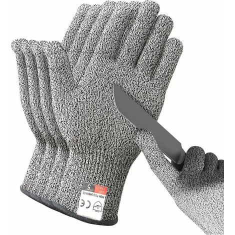 2 Paires de Gants Résistants aux Coupures, Gants Anti Coupures de Niveau 5 Certifiés EN 388, Gants de Travail de sécurité pour Cuisine, Butcher, Jardinage, Bricolage, L Gray (1/5)