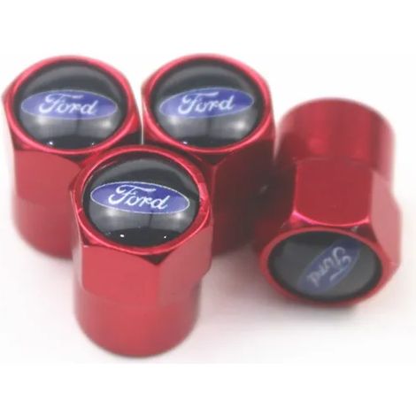 (Pour rouge) Nouveaux 4 bouchons de valve de pneu pour voiture, compatibles avec Focus 2, Focus 3, Fiesta, EcoSport et Escort. Accessoires auto (1/5)