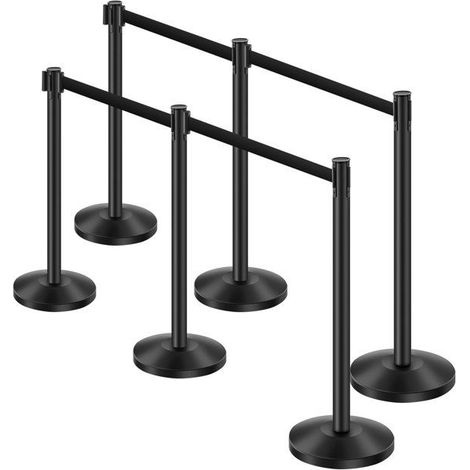 Poteau de guidage noir en acier au carbone - Lot de 6 pièces - Base creuse à remplir (1/5)
