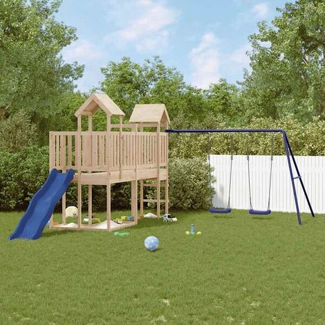 Aire de jeux extérieure : Aire de jeux d'extérieur bois de pin imprégné jeu extérieur enfant, aire de jeu jardin, balançoire enfant , pour jardin, usage domestique , enfant 3-8 ans (1/5)