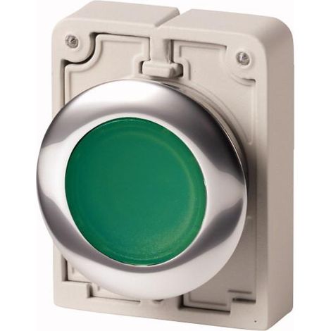 Bouton poussoir lumineux 30mm flush à accrochage vert sans inscription EATON M30C-FDRL-G