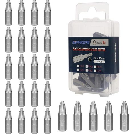 Bits Phillips PH2 25mm Sortiment 25Stück PH2 25 Stück (1/4)