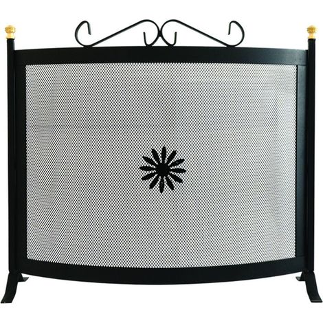 Parascintille curvo con decoro per camino - cm.60x65h.