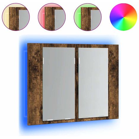 vidaXL Mobile a Specchio LED Rovere Fumo 60x12x45 cm Legno Multistrato (1/5)