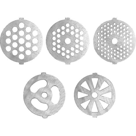 Set mit 5 Edelstahlscheiben für Fleischwölfe und Küchenwölfe, Ersatzteile für Fleischmaschinen und -wölfe