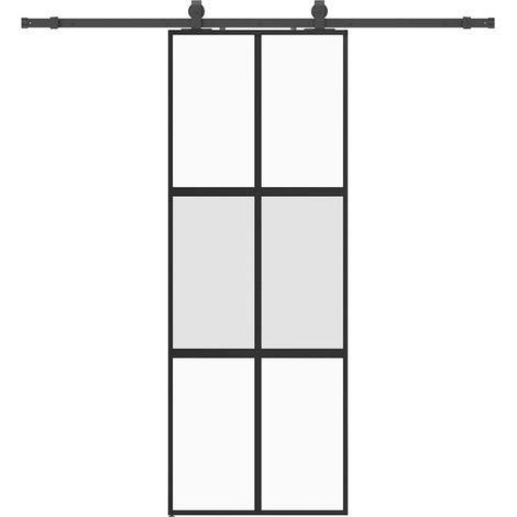 Maison Exclusive - Schiebetür mit Beschlag Schwarz 76x205 cm Hart