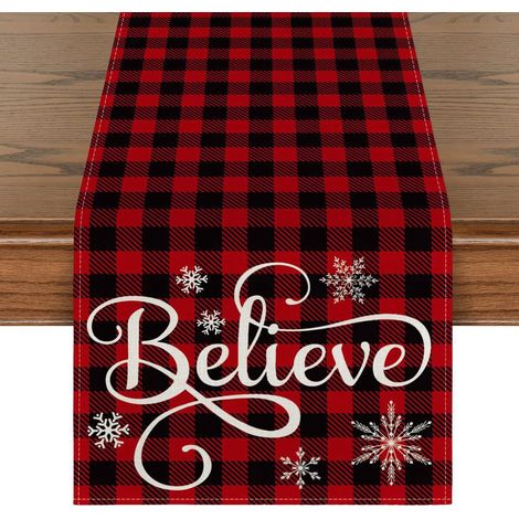 Chemin de table de Noël, nappe longue festive, imprimé style Noël, idéale pour la maison, la salle à manger, le salon, la table à manger et la table basse - 180 x 30 cm (polyester) - 15