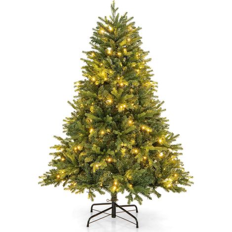 COSTWAY 150cm Árbol de Navidad Artificial, 250 Luces LED Blancas Cálidas y Multicolores, 11 Modos de Iluminación, 844 Puntas de Rama de PE y PVC, Soporte de Metal, Navidad Decoración (1/5)
