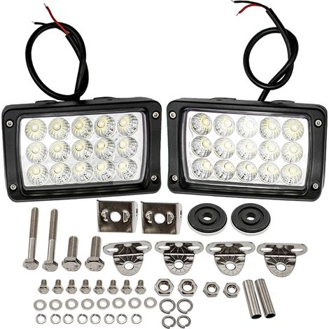 2X LED Work Light Set For Tractor SUV Headlight Front Mounting Kit (48pcs) (1/5)