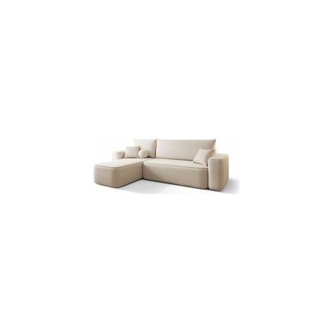 Canapé d’angle tissu convertible avec coffre intégré CENA angle gauche-Beige clair-angle gauche (1/5)