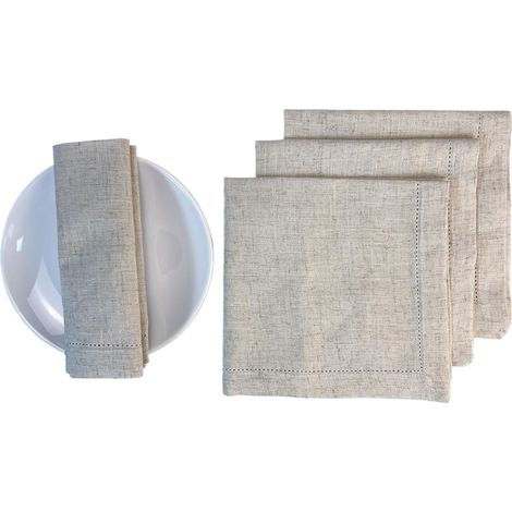 Serviettes de Table en Tissu Lot de 6 Serviette en Coton et Lin Mélangé Décoration Lavable et Réutilisable pour Mariages, Fêtes, Anniversaire, Noël, l'hôtel, Restaurant (Gris, 20 x 20 cm) (1/5)