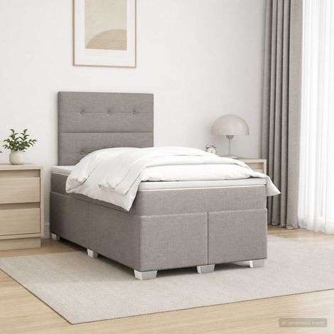 vidaXL Lit boxspring avec matelas Taupe 120 x 190 cm Tissu (1/5)