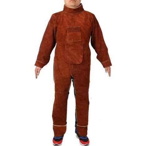 Tablier de soudage avec manchon taille F couverture complète veste polyvalente résistante à la chaleur marron (1/5)