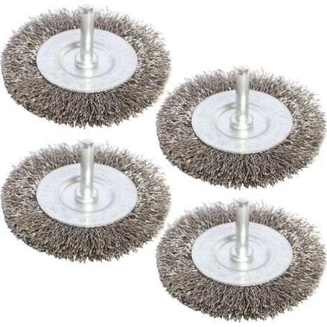 Brosse métallique en forme de T avec manche hexagonal de 6,35 mm (1/4 pouce), pour le décapage de la rouille, lot de 4. (1/4)