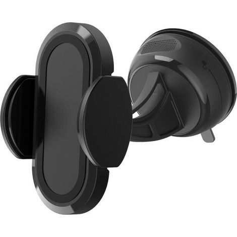 muvit soporte coche cargador inalámbrico Qi 5W/7,5W/10W 2A salpicadero, compatible conbrisas y salida de aire negro
