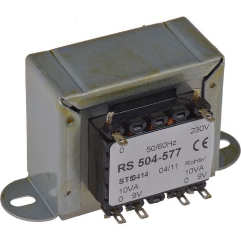 Transformateur à montage sur châssis, Vin 230V c.a., Vout 9V c.a., 2 sorties, 20VA ( Prix pour 1 )