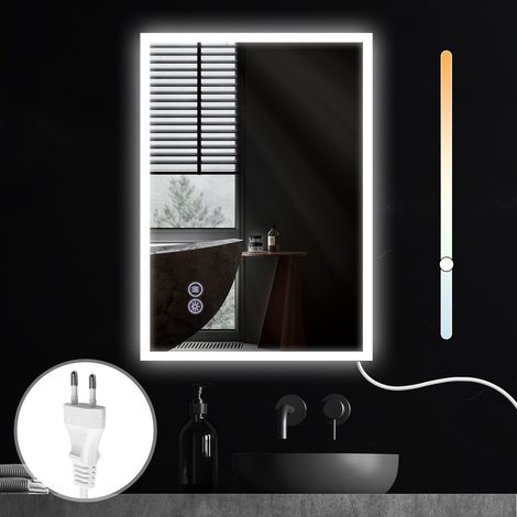 GBLY Spiegel Bad Badspiegel mit Beleuchtung - LED Wandspiegel Rund 50X70cm Badezimmer Badezimmerspiegel mit Touch-Schalter und Entfogger-Funktion Lichtspiegel Dimmbar 3000K-6500K