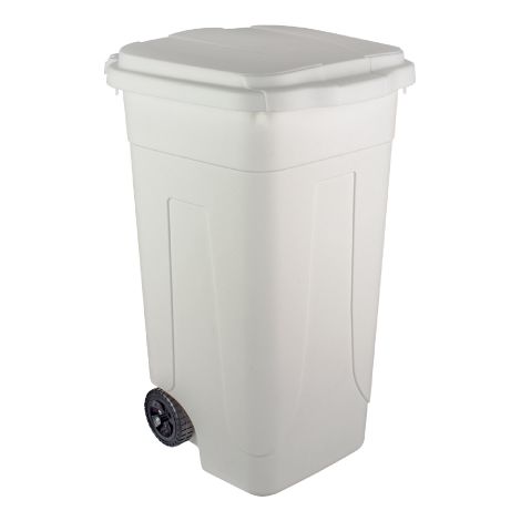 Mobil Plastic – Poubelle d'extérieur 80L blanche – Couvercle à roulettes – Dimensions 45x50x78 cm – Pour déchets lourds et encombrants - 45x50x78h
