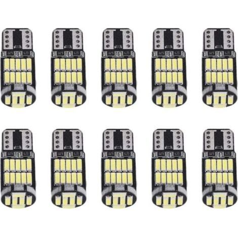 10 Pièces Ampoules LED W5W T10 12V Blanc Intérieur Voiture Plaque Immatriculation (1/4)