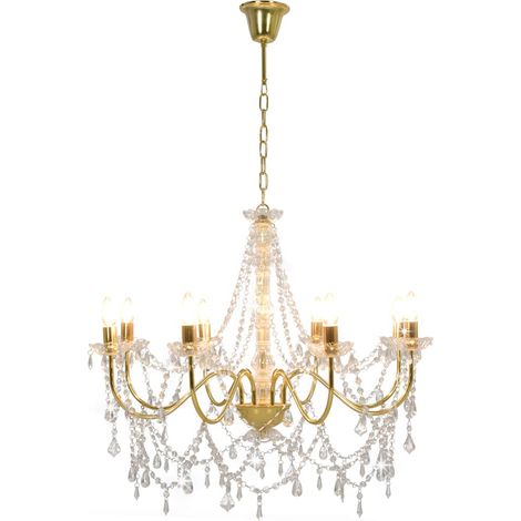 Lustre avec perles Doré 8 ampoules E14 CFW263733 (1/5)