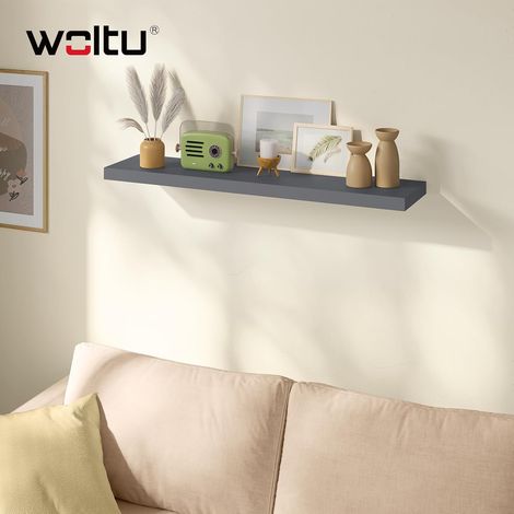WOLTU 1x Wandregal, Schweberegal MDF, freischwebend Wandboard, für Büro Wohnzimmer Schlafzimmer Küche, 100x22.9x3.8cm, Dunkelgrau