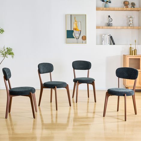 Set di 4 sedie da pranzo, realizzate in tessuto di lino, comode e con cuscino di seduta, in stile moderno medievale, ideali per sale da pranzo e cucine.