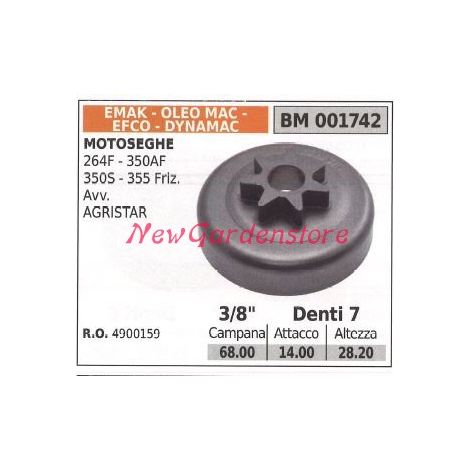 EMAK Kettensägenmotor-Ritzel 264F 350AF 350S 355 3/8' Zähne 7 001742