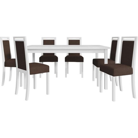 Conjunto de mesas y sillas para comedor Victorville 308, Blanco, 76x92x160cm, Diámetro: 0, Número de asientos: 6, Estilo: Contemporary (1/5)