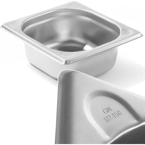 HENDI Contenitore Gastronorm, GN 1/6, resistenza termica -40 °C a 300 °C, compatibile con i forni a convezione, frigoriferi, bagno María, chafing dishes, 1L, 176x162x(H)65mm, acciaio inox (1/5)