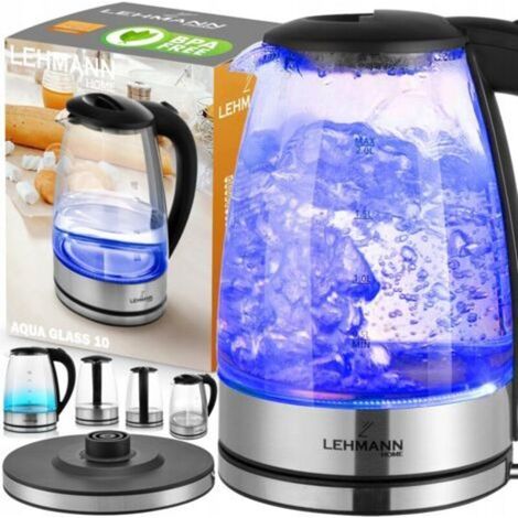 Kabelloser elektrischer Wasserkocher aus Glas mit LED-Beleuchtung, 2 l, leistungsstark (2200 W).